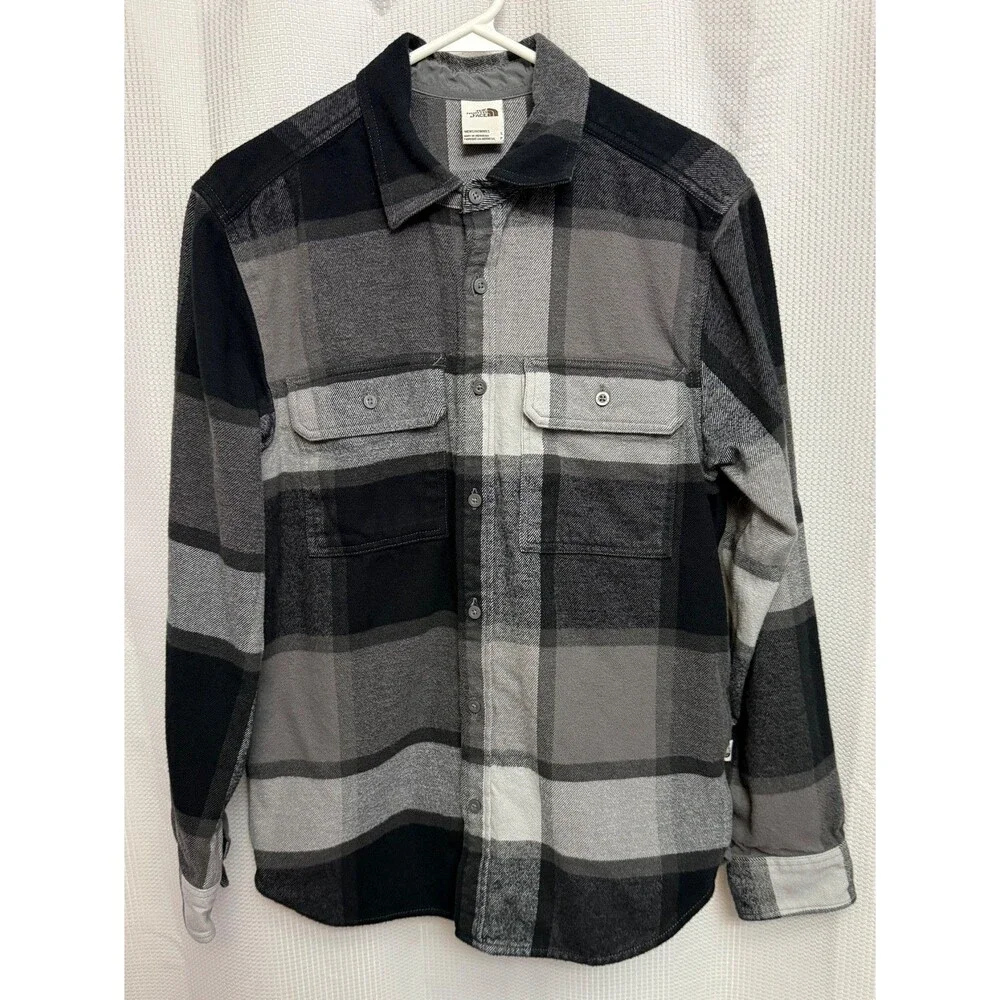 The North Face Flannel Shirt Men's Size Small Heavy Black/Gray Plaid Never Worn